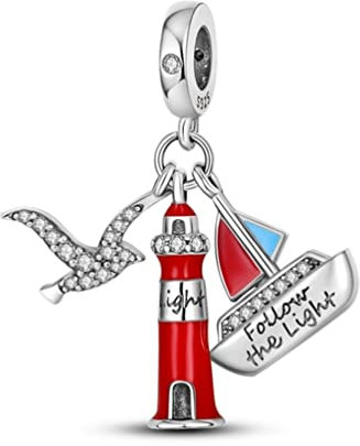 Faro costa nautica barca mare – Charm argento 925 bracciale ciondolo accessorio regalo argento sterling