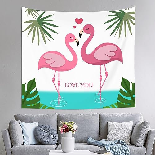 Wandbehang mit Palmblatt und Flamingos, 152,4 x 129,5 cm (horizontal), für Innen- und Außenwanddekoration