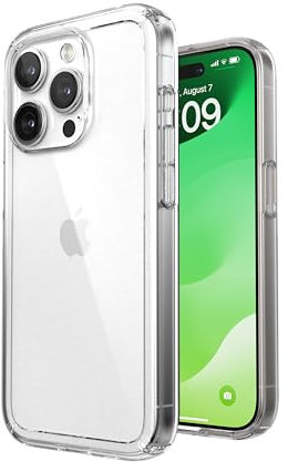 Speck Klare iPhone 15 Pro Hülle - Schlank, MagSafe kompatibel, Fallschutz - Kratzfest, Anti-Vergilbung, 6,1 Zoll Handyhülle - GemShell Clear