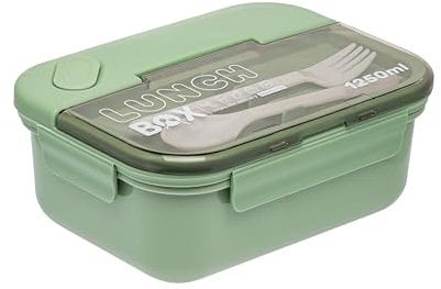 COSPIZO Lunch Box, 1250ml Leak Proof Reusable Bento Box for Kids Adults, 3-in-1 Compartment, Tiffin Box Meal Prep Food Storage Container - Ideal for School, Office & Travel