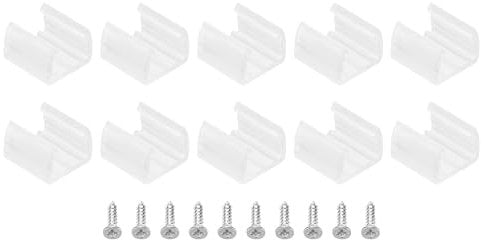 PATIKIL LED Strip Light Clips, 40 Pack Mounting Bracket Fixing Clips Plastic Clamp Holders with Screws for 10mm-12mm Neon RGB Light Cable Ribbon, Translucent