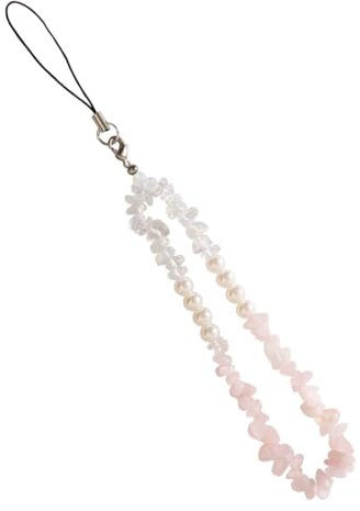 KGDUYC 1pcs Cordini per Telefono con Perline - Cinturino da Polso Collana per Cellulare Anti,Smarrimento Ciondolo Mano per Cellulare Con Perline fatte a mano in pietra naturale con(rosa + perle)
