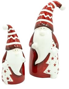 HEITMANN DECO Keramik Nikolaus mit Tannenbaum, 2er Set, Rot Weiß