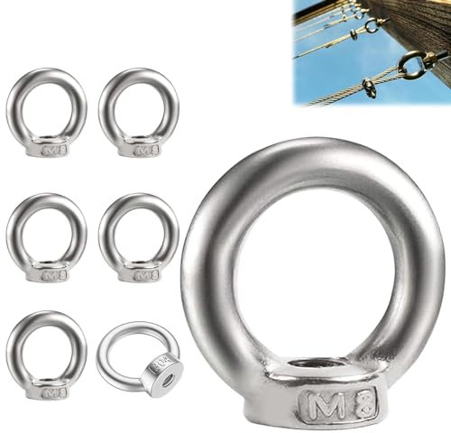 6Pcs Dado a Occhiello M8 in Acciaio Inox - Bullone per Occhio di Sollevamento - Dado di Sollevamento in Acciaio Inossidabile