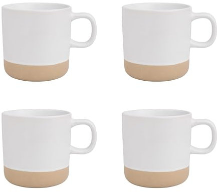 Ceramic Coffee Mug Set of 4, Coffee Cup Set, White Mugs Set of 4, White Speckled Stoneware Mug 355ml for Home/Office, Microwave/Dishwasher Safe