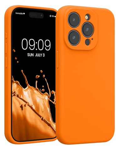 kwmobile Case Compatible with Apple iPhone 15 Pro Case - Slim TPU Silicone Phone Cover - Soft Touch Finish - Fruity Orange