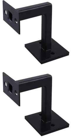 YUETTYY Heavy Duty Black Square Handrail Bracket for Staircase Banister Wall Support Balustrade - 2PCS