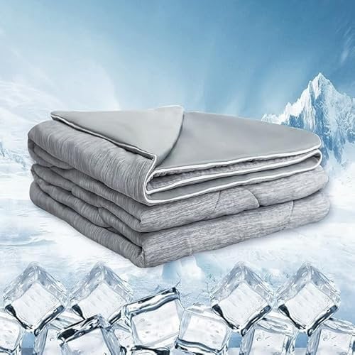 MH MYLUNE HOME Kühldecke Leichte Sommerdecke, Arc-Chill Q-Max>0.458, 2in1 Kühlende Bettdecke 150x200, Sommerbettdecke Kuscheldecke Wohndecke Sofadecke Reisedecke Cooling Blanket (grau, 150 x 200 cm)