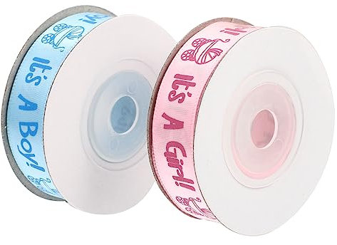 2 Rollen Satinband Für Babyparty-Dekoration, 10 Yards Geschenkband in Rosa Und Blau Mit Kinderfreundlichen Mustern, Ideal Für Diy, Geschenke Und Partyverpackung
