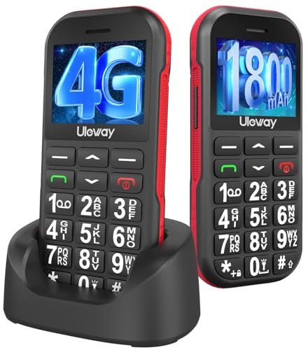 4G Telefono Cellulare per Anziani con USB Tipo C Ricarica Rapida|1800mAh Batteria, Tasti Grandi,Volume Alto,Funzione SOS,Base di Ricarica, Chiamata Rapida,Torcia, Sveglia, Facile da Usare.Nero