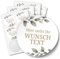 24 PERSONALISIERTE Aufkleber Wunschtext individualisiert - Eukalyptus Blätter dezent - Gastgeschenk Taufe Hochzeit Save the Date Geburtstag Namen Datum Etiketten rund 4cm