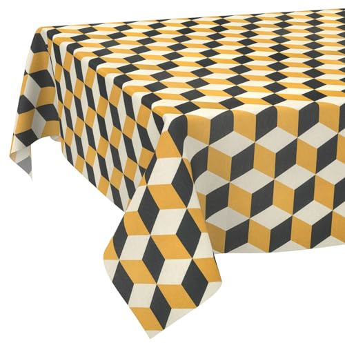 Tischdecke Stoff abwaschbar Tischtuch Tafeldecke pflegeleicht Lotuseffekt schmutz- & wasserabweisend für Indoor Outdoor Tischdecke 120x140cm Schnittkante 3D Effekt