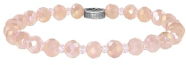 Konplott: bracelet elastic Bead Snake Jelly pink, modernes Kristallarmband mit kleinen geschliffenen Kristallkugeln in milchigrosa, für Damen/Frauen