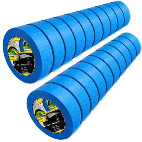 KrokTape 20x Goldband Abklebeband Lackierband 30mm x 50m Malerklebeband Abdeckband Maler Klebeband zum Streichen Lackieren Malerband Abklebeband (20)