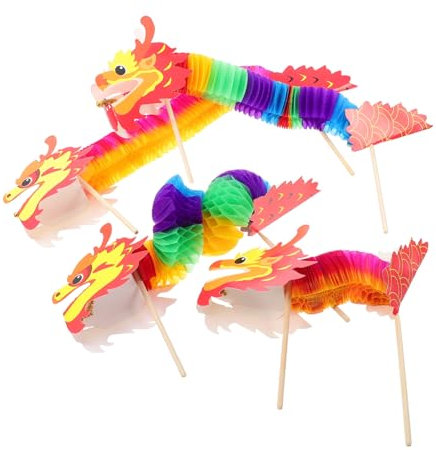 Hohopeti 4 Sätze handgezeichnete Blumen frühlingsfest scherenschnitt Festival-Weihnachtsparty-Zubehör chinese new year chinesisch neujahr Kunsthandwerk Partyzubehör Drachen-Kits für Kinder