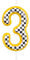 mciskin Racing Cars Birthday Candles, Yellow Cars Number 3 Candles for Cake,Girl Boy 3rd Birthday Decorations, Black and White Stripes Racing Theme for Girls Boys Men Birthday Party Supplies
