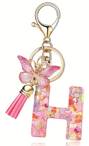 LECTNORE Schlüsselanhänger, personalisierter Schlüsselanhänger, Schlüsselanhänger für Damen, süßer Schlüsselanhänger, personalisierter Schlüsselanhänger, Taschenschlüsselring (H)