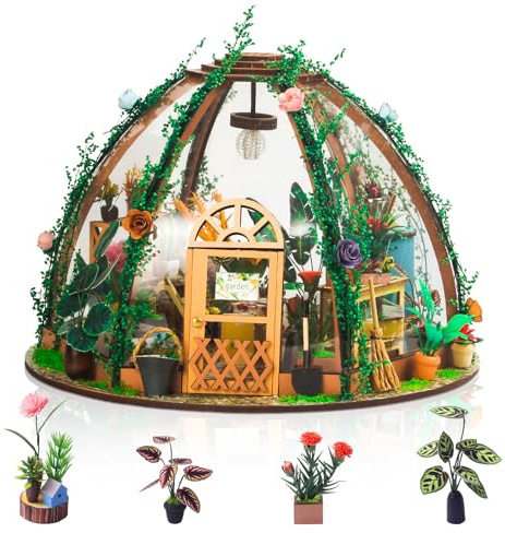 Foyucool DIY Miniatur Haus Bausatz für Erwachsene, Blumenhaus | Mit LED-Beleuchtung & Miniatur-Möbeln, Gemütliches Deko-Bastelset, Einzigartiges Geschenk zu Weihnachten & Geburtstagen