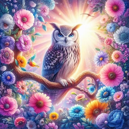 Gemartmall Eule Diamond Painting Set für Erwachsene - DIY Wanddekoration als Geschenk (30x30CM)