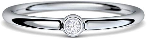 Vorsteckring Verlobungsring Weißgold Ring Diamant 750 + inkl. Luxusetui + Diamant Ring Weißgold Diamantring Weißgold 0,04 Carat SI1/H (Weißgold 750) - Slick one Amoonic KA11 WG750BRFA54