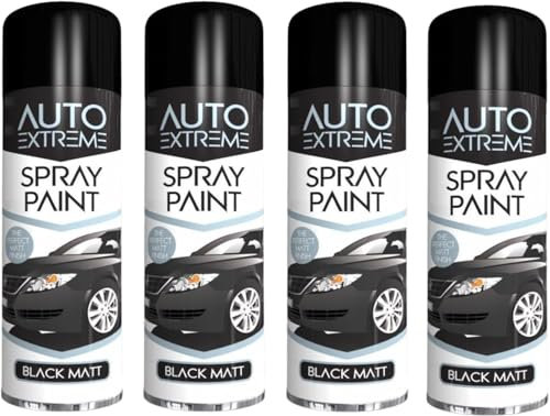 DIOXSTAR All Purpose Black Matt Spray Paint, Easy To Handle And Store, Compact Design, Durable Matte Finish, Long-Lasting Durability, Interior And Exterior Usage, 250 ML (4 PCS)