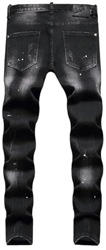 ZMIN Jeans da uomo alla moda Personalità con fori e graffi Pantaloni Jeans da uomo, Nero , 48