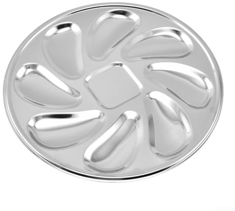 Plato de ostras premium, bandeja de acero inoxidable para servir ostras con 9 ranuras en forma de concha
