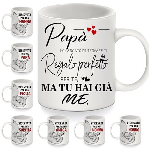 Bommex Papà ho cercato di trovare il regalo perfetto per te ma tu hai già me Tazza per papà da Figlia Figlio Tazzine da caffè per papà Compleanno Festa del Papà Regalo di Natale (papà)