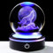 YWHL 3D-Kristallkugel, Mond, Wolf, Figur mit buntem LED-Sockel, Laser-Wolf, Geschenke für Damen, Herren, Wölf-Liebhaber, zu Weihnachten, Geburtstag, Wolf-Statue, Glas-Tier-Dekokugel für Heimdekoration