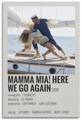 KINGGHYLL Poster Mamma Mia! Here We Go Again, dekoratives Gemälde, Leinwandposter, Wandkunst, Wohnzimmer-Dekor, modernes ästhetisches Poster, 30 x 45 cm, ungerahmter Stil