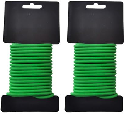 CNANRNANC 2Pcs Bindeschlauch Hohlschnur Grün Pflanzendraht Weich Gartendraht Dicke Bindedraht Gummiert Zum Anbinden von Kletterrosen Geeignet, Pflanzenstütze im Garten(3mm x 10m)