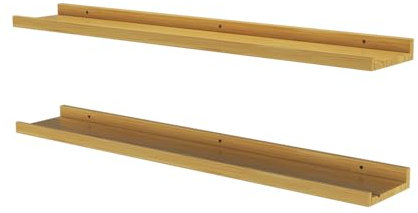 Vicco Étagère Murale Linus, Naturel Bois, 90x4cm Lot de 2