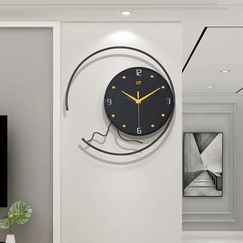 GERHWASH Moderne Wanduhr 52x52cm - Schlichtes Metall Design, Schwarz wanduhr ohne tickgeräusche für Wohnzimmer & Büro - Geräuschlose Zeitanzeige mit Präzisionsquartzwerk