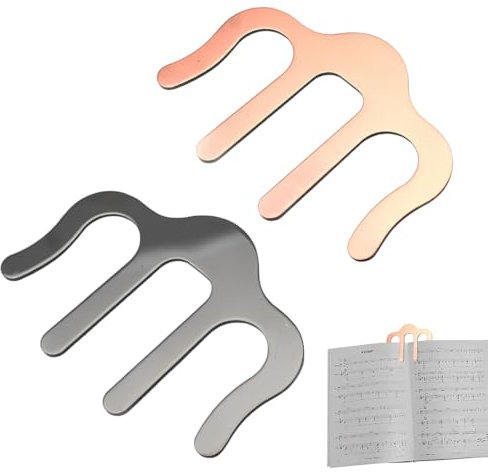 2 Stück Metall Musikbuch Clips Notenbuch Klammer Notenbuch Seitenhalter Buchklammer Lesezeichen Universal Werkzeug für Notenblätter Noten Bücher Klavierbücher Musikbuch Seite Clips