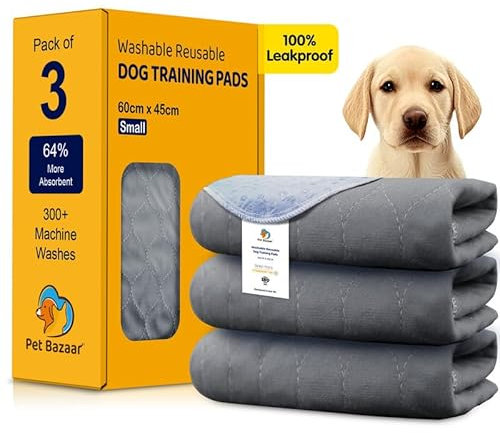 Washable Puppy Pads - Reusable Dog Pee Pads, Waterproof Non Slip Training Mats for Small Dogs, Crates, Travel, House Training, Incontinence, Puppies, Cats, Rabbits, 60 x 45cm