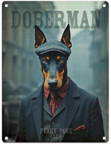 Small (150 x 200mm) Metal Sign - Peaky Paws Club - Doberman