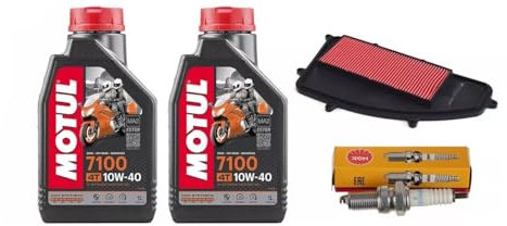 Kit Tagliando M.O.T.U.L 7100 10W40, 2 L Olio Motore sintetico, Filtro Aria, Candela N G K compatibile con Kymco Agility 300