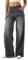 LaiEr Damen Denim Hose mit weitem Bein, hohe Taille, gerades Bein, lockere Passform, Unregelmäßiger handgeriebener Katzenschnurrhaarverlauf hohe Elastizität Casual Jeans(Medium GrauM)