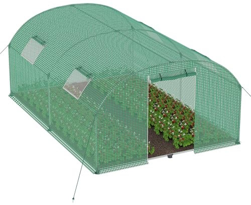 XMTECH Invernadero de jardín con 4 ventanas, resistente a los rayos UV, marco de acero galvanizado y mosquitera, ideal para verduras, frutas y flores, 3 x 4 m, 12 m², color verde