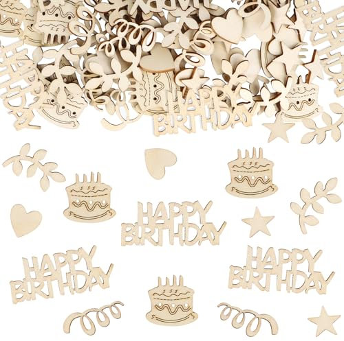 150 Stück Konfetti Tischdeko Geburtstag Holz, Happy Birthday Konfett Streudeko, Holzkonfetti Kinder Geburtstage Party Streudeko, Confetti für Mädchen Junge Geburtstagsdeko Tisch