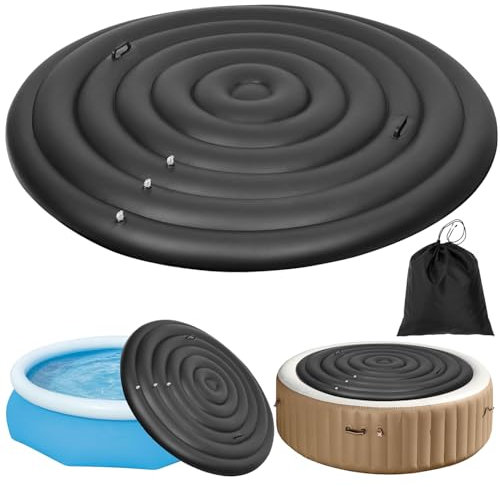 4-6 Ft Inflatable Hot Tub Cover Round With Handle 48-72 IN Energy Saving Spa Lid Enclosure with Quick and Easy Inflation and Deflation Valve Windproof Rain Insulated Lid Retain Heat