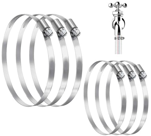 Adjustable Stainless Steel Worm Drive Pipes Large Stainless Steel Pipe Clamps Adjustable Clamps for Exhaust Hose, Dryer Ventilation (6, 91-114 mm)