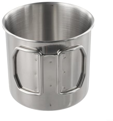 Besttoolifes 260ML Stainless Steel Folding Handle Water Cup Beer Mug Outdoor Travel Mug With Lid(600ML)