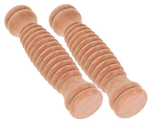 BELLIFFY 2 STÜCK Holz Massage Roller Handheld Tiefengewebsmassage Meridian Stimulation Muskelentspannung Fuß Beinmassage Yogaroller Vielseitig für Unterwegs