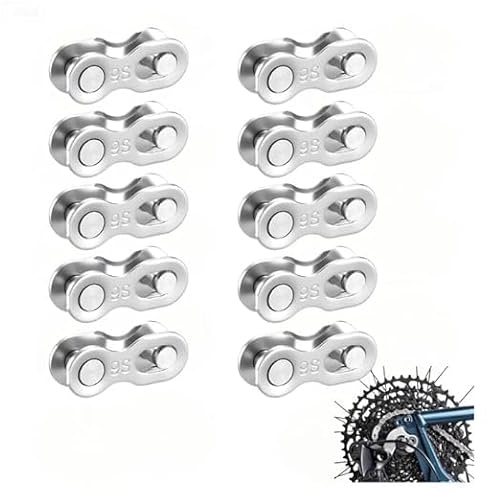 10 Pairs of 9 Speed Bicycle Missing Link, Electroplating Silver Bicycle Chain, Reusable Anti Rust Quick Link, Bike Quick Release Chain for Road Mountain Racing Cycling