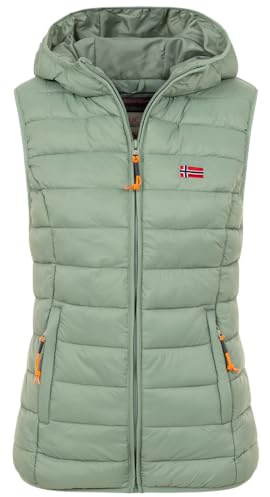 Geographical Norway Damen Steppweste mit Kapuze Frühling sportlich Übergangs Weste Herbst