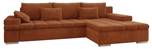 Mirjan24 Ecksofa Bangkok, Eckcouch mit Schlaffunktion und Bettkasten, Ecksofa für Wohnzimmer Gästezimmer Couch L-Form Wohnlandschaft (Flow 09, Ecksofa Rechts)