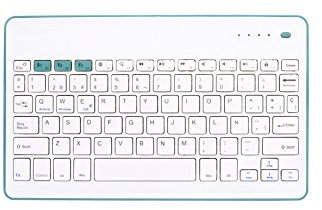Silver HT 111936640199 - Teclado inalámbrico, color blanco y azul
