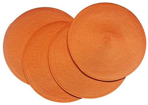 SCF2017 Runde geflochtene Polypropylen Kunststoff-Platzsets, 4er-Set Orange