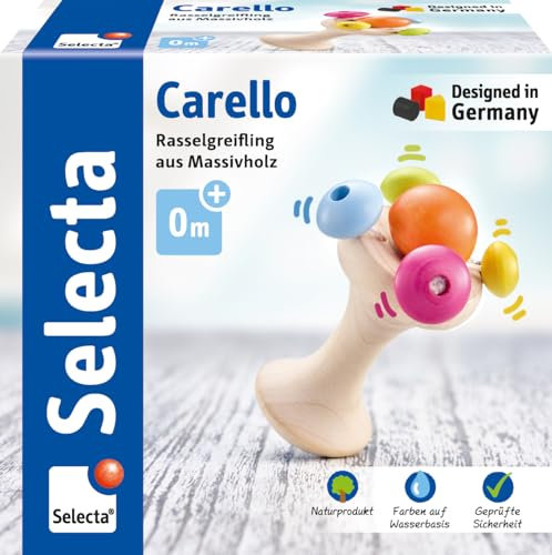 Selecta 61061 Carello, Stielgreifling aus Holz, 12 cm, mehrfarbig